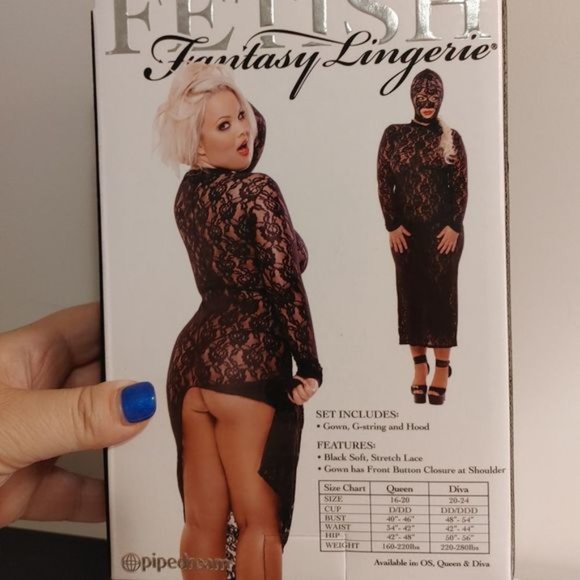 NEW  Black Lace Fantasy Dress - Queen Size - Picture 4 of 5